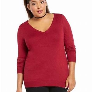 Torrid Red Vneck skipper Sweater - 4XL
